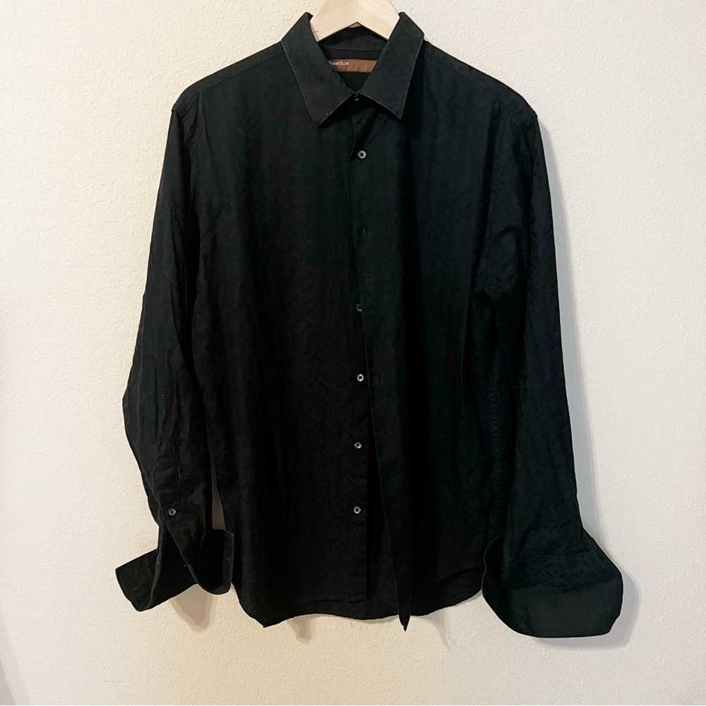 Perry Ellis Black Patterned Button Down Shirt - image 1